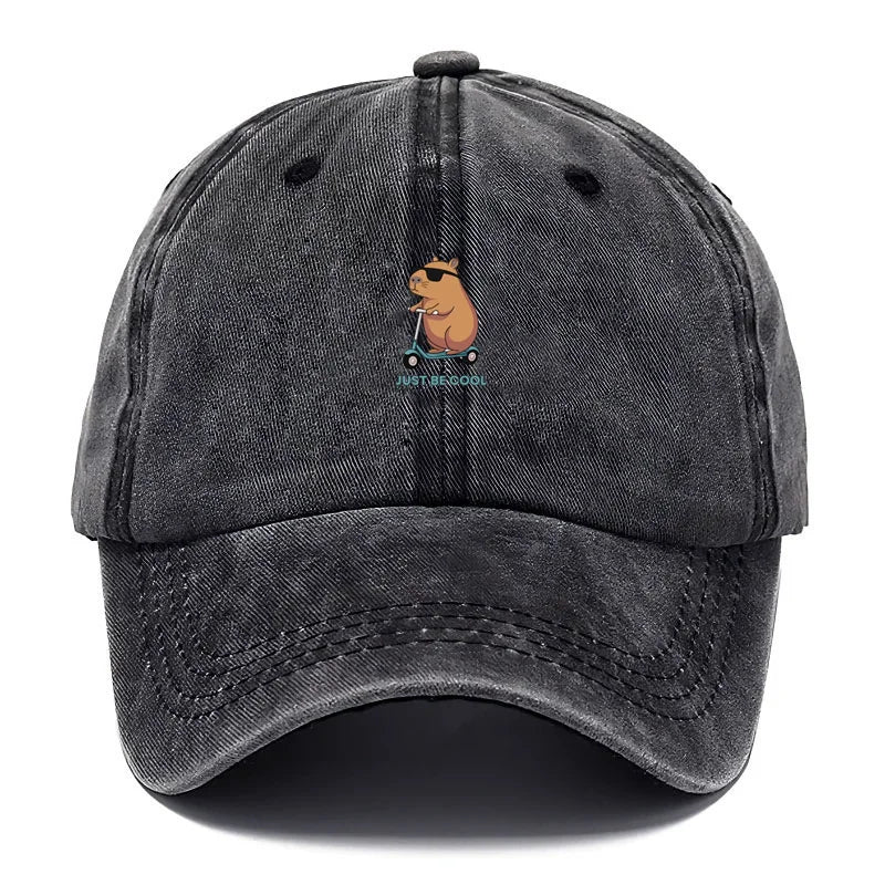 Capybara Cartoon Washed Cotton Baseball Cap For Men Women