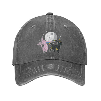 Washed Baseball Cap Pokemon Celestial Espeon and Umbreon Summer For Female Male