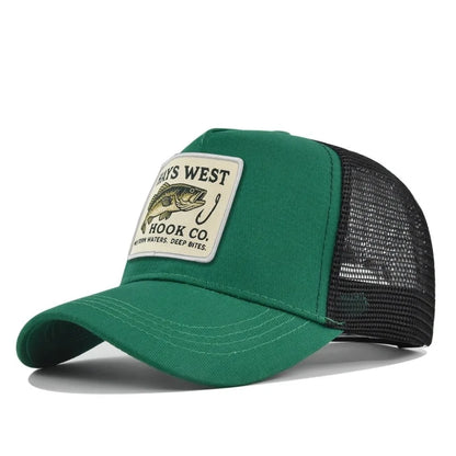 Fishing Embroidery Baseball Cap Embroidery Design Mesh