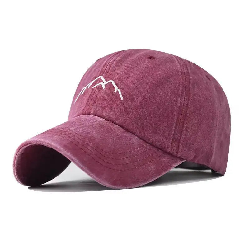 Unisex Washed Cotton Cap Mountain Embroidery Vintage Baseball Cap Men Women