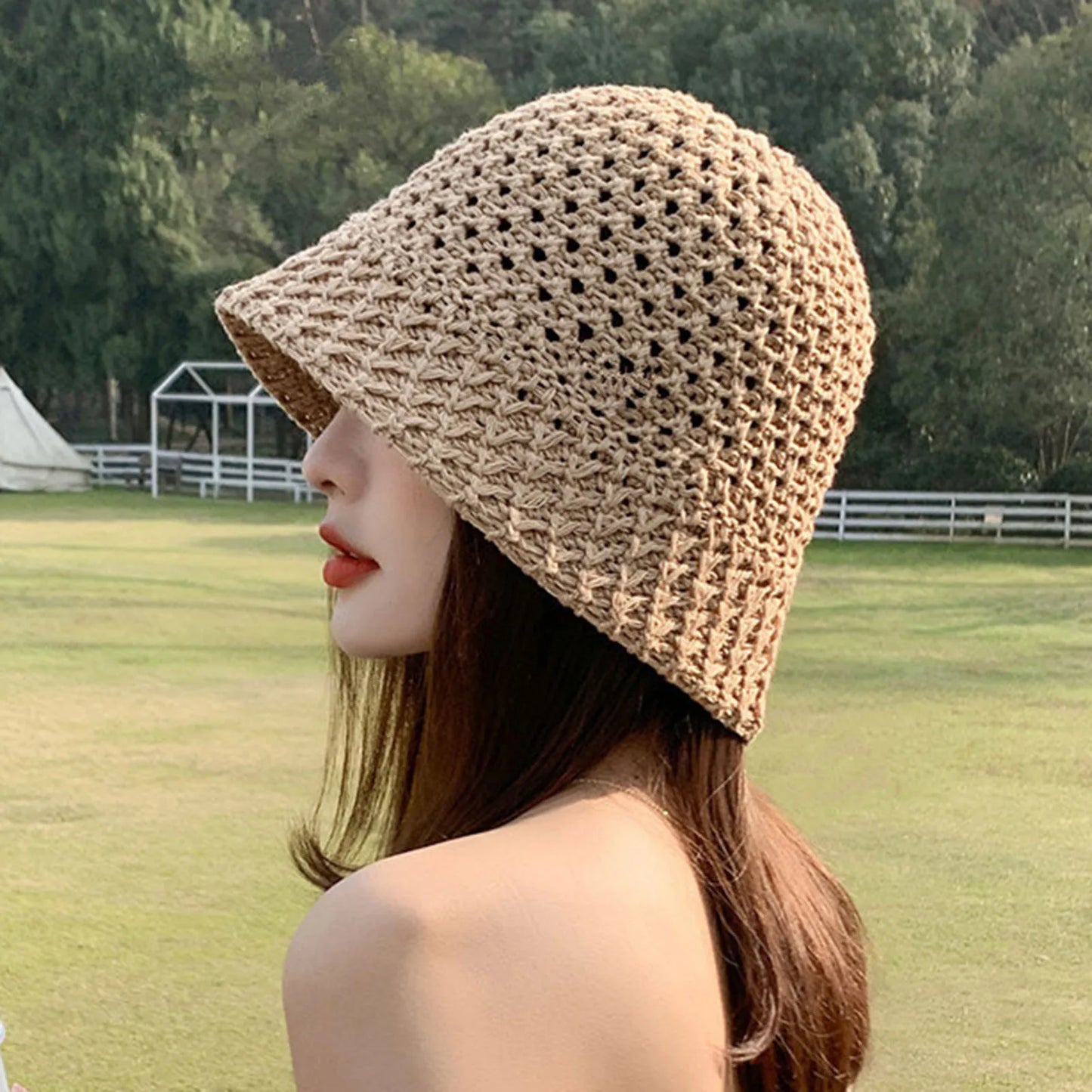 Summer Women Bucket Hat Hollow Out Thin Breathable Sun Hat