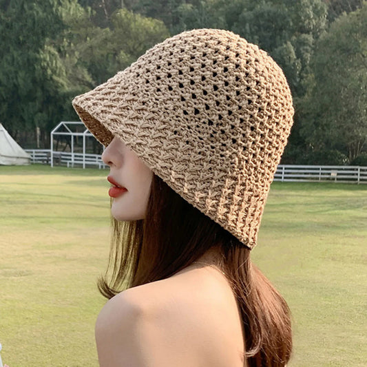 Summer Women Bucket Hat Hollow Out Thin Breathable Sun Hat