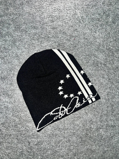 2026 New Trendy Brand Black Loose Soft Elastic Knitted Hat
