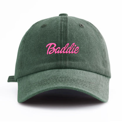 Baddie Print Washed Baseball Cap