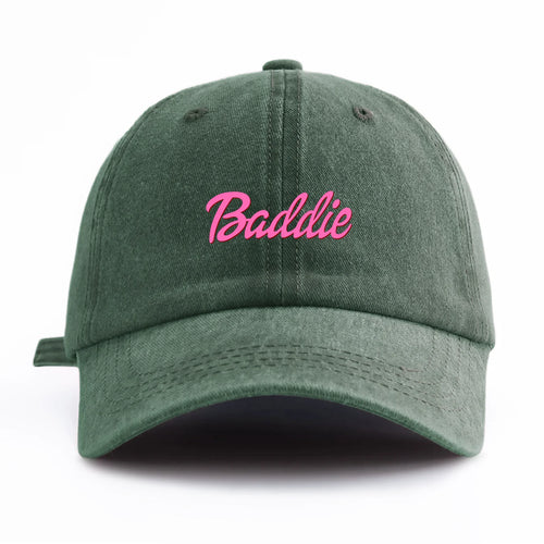 Baddie Print Washed Baseball Cap