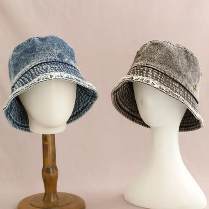 Washed Denim Bucket Hat Women Fisherman's Hat