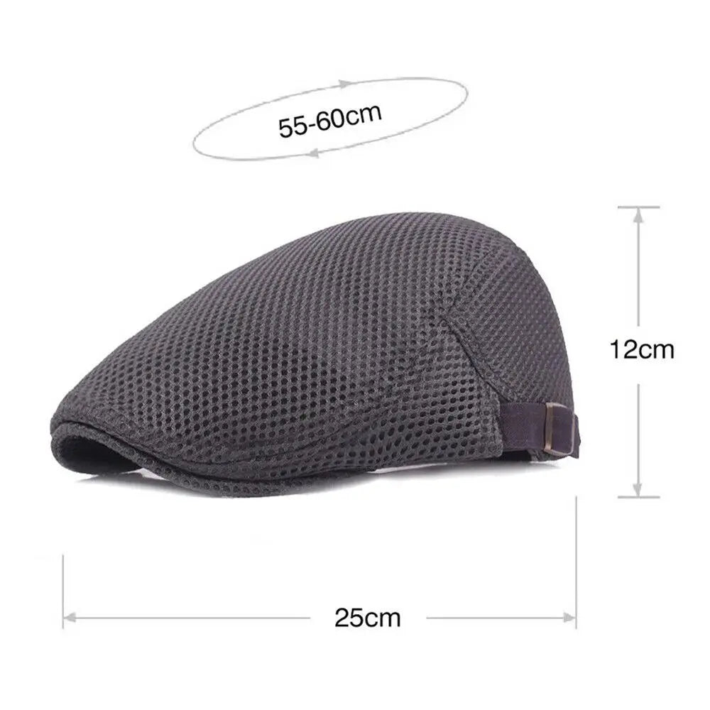 Summer Mesh Newsboy Style Peaked Cap Golf Hat Breathable Beret Hat