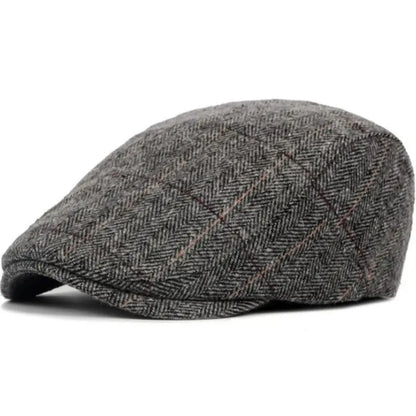 Casual Herringbone Grid Newsboy Caps Wool