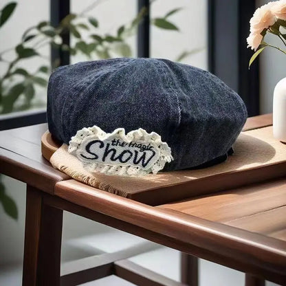 High Quality Retro Washed Denim Beret Women's