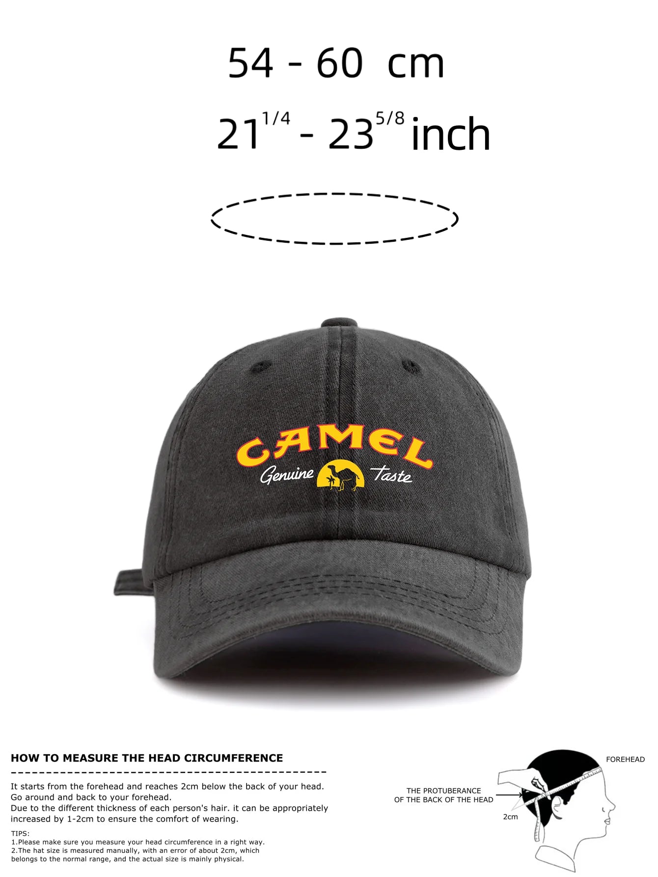 Camel Print Washed Baseball Cap For Adults, Minimalist Retro Style Casual Soft