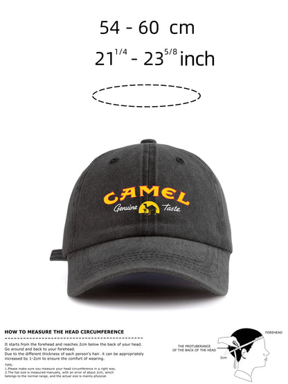 Camel Print Washed Baseball Cap For Adults, Minimalist Retro Style Casual Soft