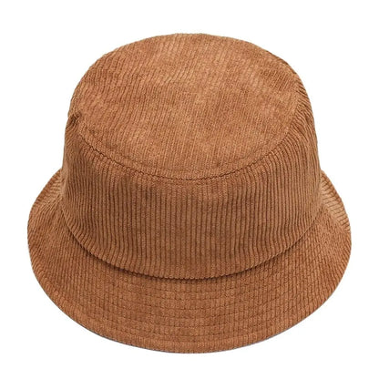 Women Winter Bucket Hat Corduroy Faux Fur Warm Fisherman Cap