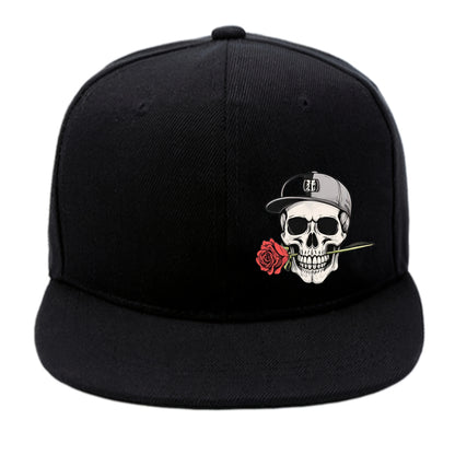 Unisex Skull And Rose Print Hip Hop Baseball Cap For Men And Women Adjustable