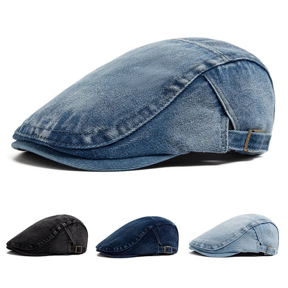New Denim Cotton Beret Men Vintage Newsboy Cap Spring Autumn Casual Women