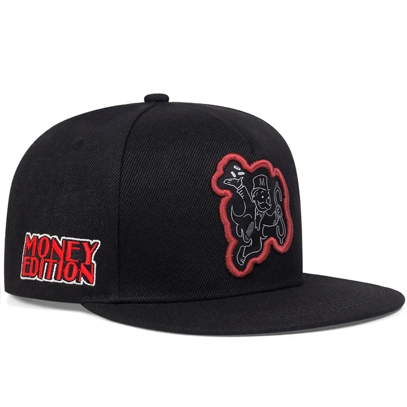 Fashion Hip Hop Hats Men Women Playing Card Money Embroidered Baseball Cap