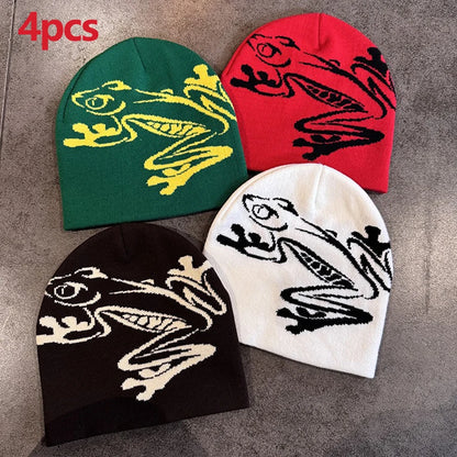 Tree Frog Pattern Beanie Knitted Cap For Men & Women