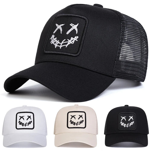Unisex XX Smiling Face Embroidery Baseball Net Caps Spring and Summer