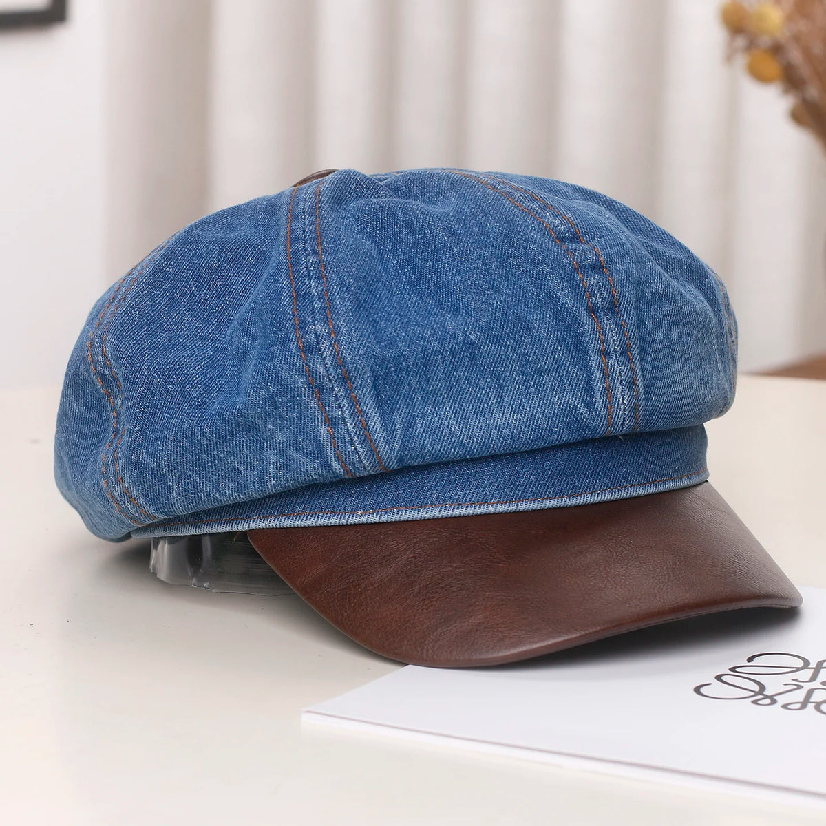 Vintage Washed Denim Newsboy Cap