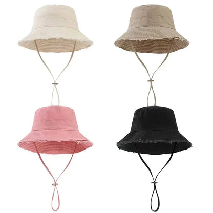 Women Korean Pink Large-Brimmed Bucket Hat