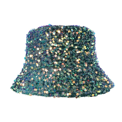 Sequined Bucket Hat Double Sided Hip Hop Shiny Fisherman Cap