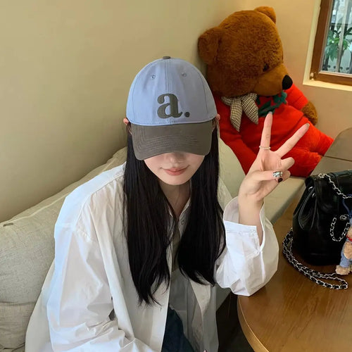 Embroidered “A” Wide-Brimmed Baseball Cap Women