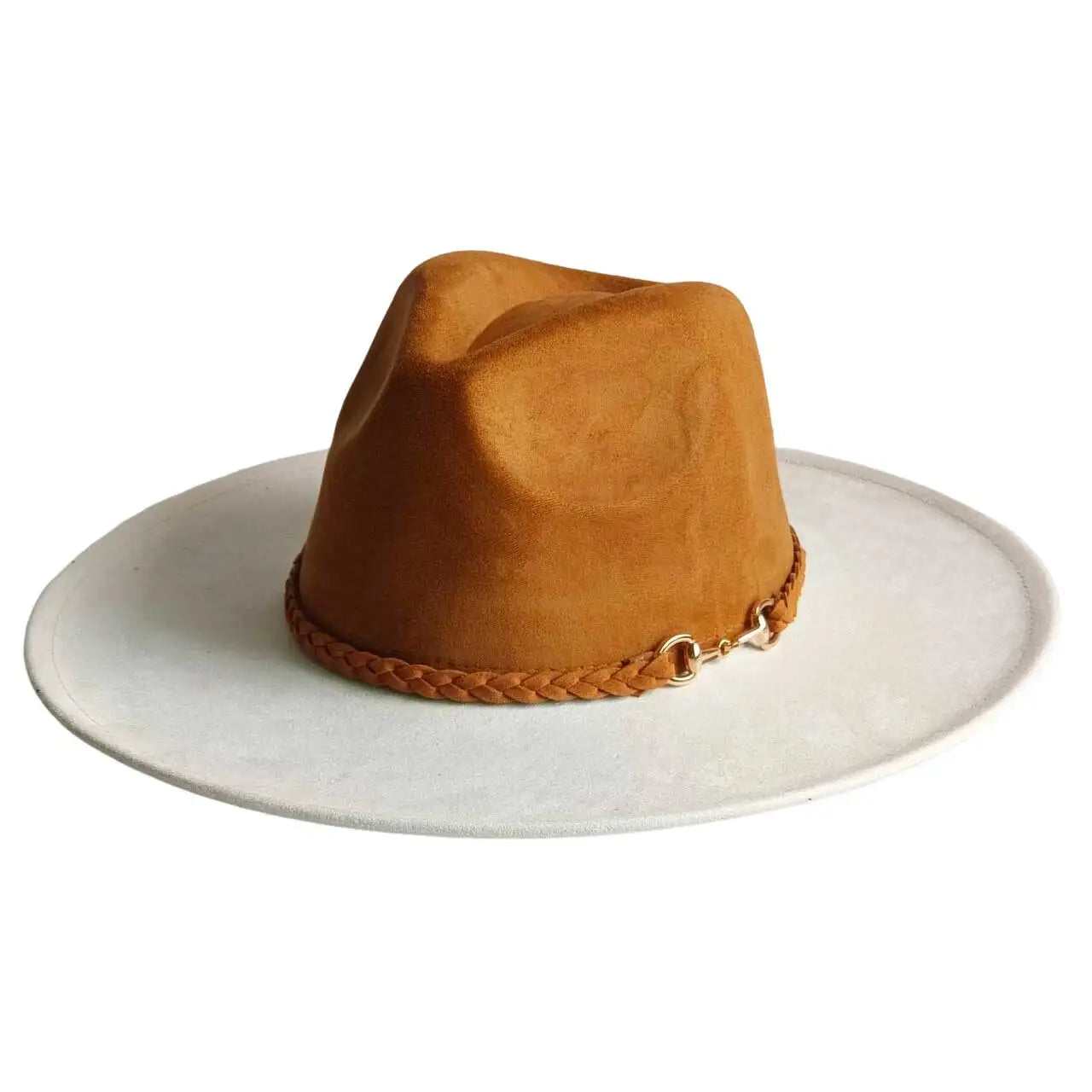 Vegan Suede Hat Teardrop Shape 9.5cm Wide Brim Fedora Hat Men's And Women's