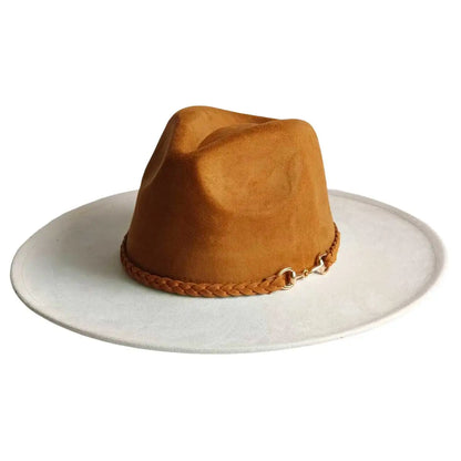 Vegan Suede Hat Teardrop Shape 9.5cm Wide Brim Fedora Hat Men's And Women's