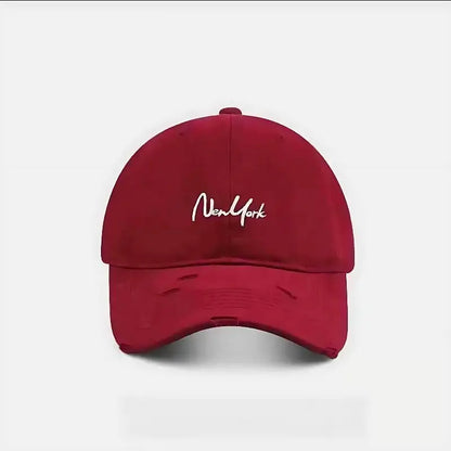 Distressed Perforated Duckbill Cap Cotton Baseball Cap