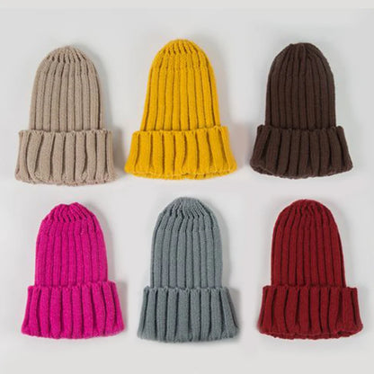 Solid Color Baby Skullies Beanie Winter Warm Kids Knitted Hat
