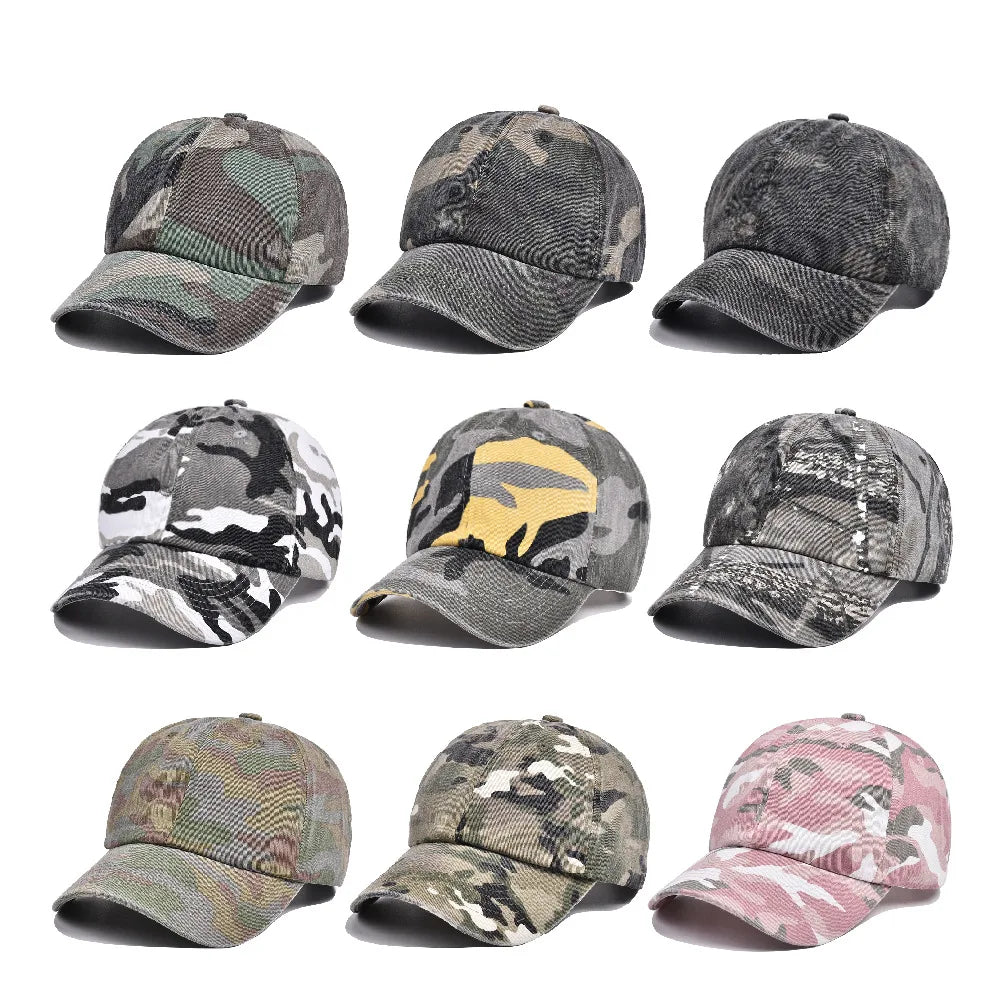 Unisex Hiking Camouflage Tactics Baseball Cap Leaves Jungle Hat Unstructured Panel Soft Top Sun Baseball Cap
