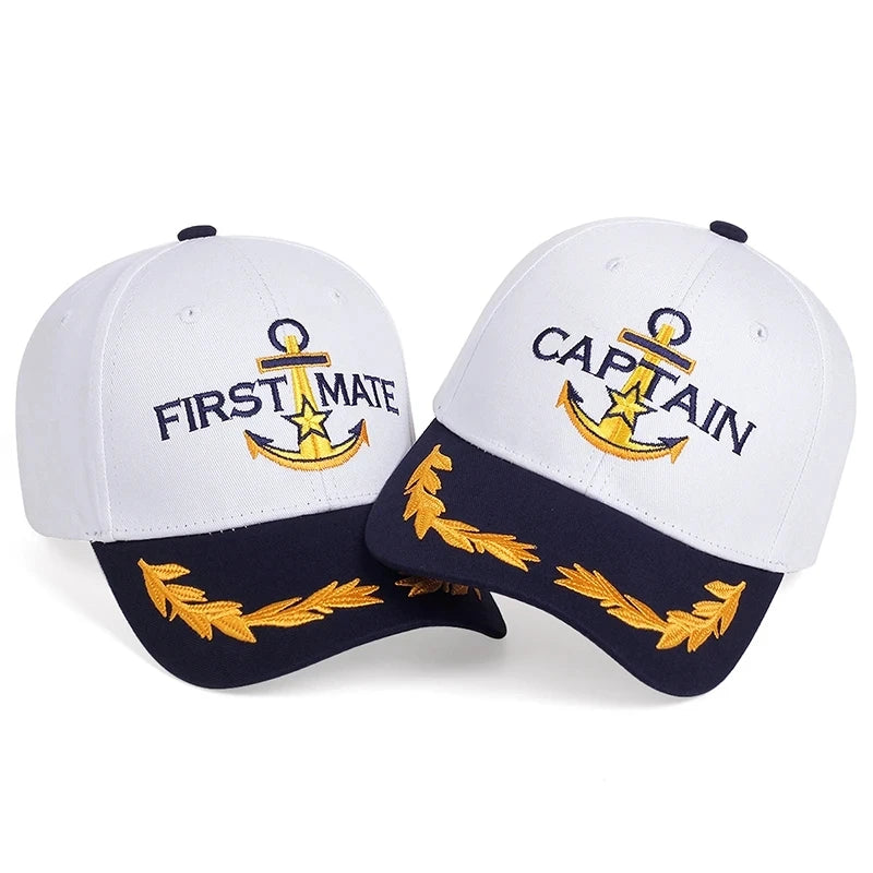 Fashion Baseball Caps Ship Spear Letters Embroidery White Turning Caps