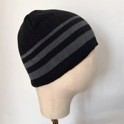Winter Striped Knitted Acrylic Hat Soft Warm Unisex Beanies Women And Men
