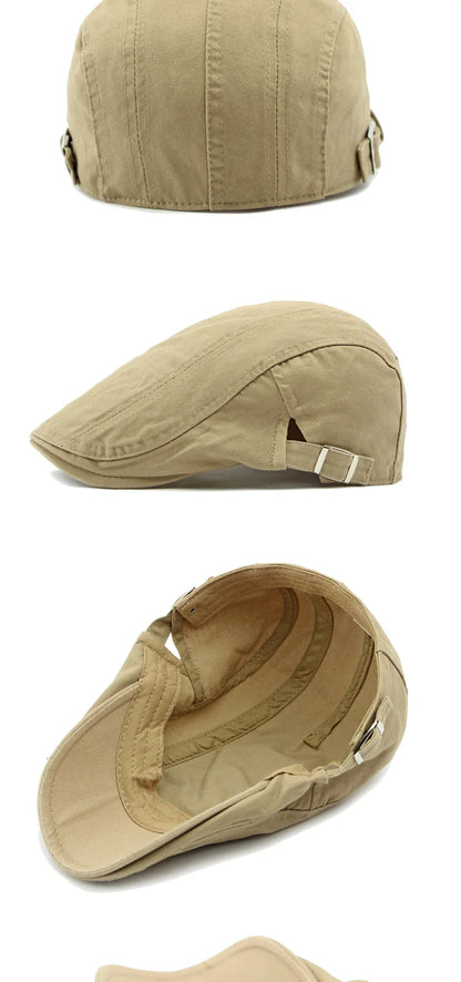 Korean Style Cotton Hats Wholesale British Style Men's Solid Color Peaked Cap