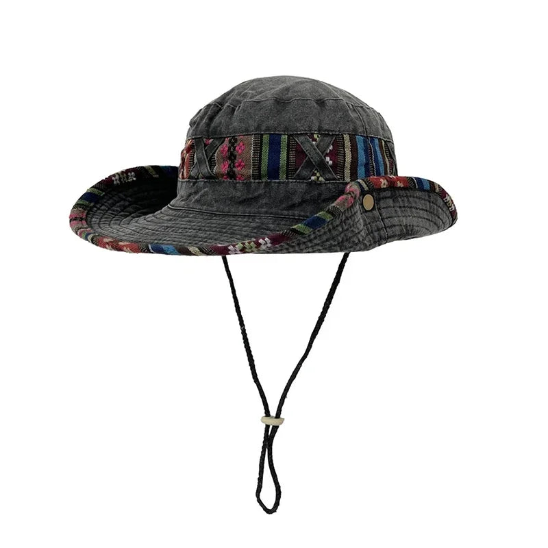 Summer Bucket Hats Retro Printing Cowboy Cap Men Women
