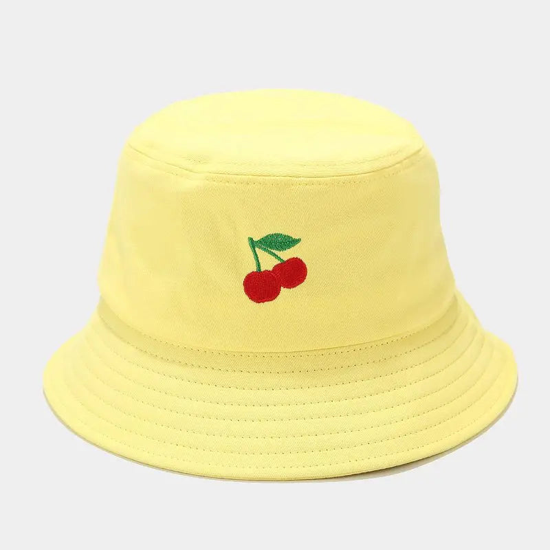 2024 Panama Bucket Hat Fruit Strawberry Embroidered Fishing Cap