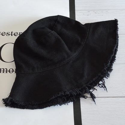 Women Solid Color Sunshade Bucket Hat Soft Cotton