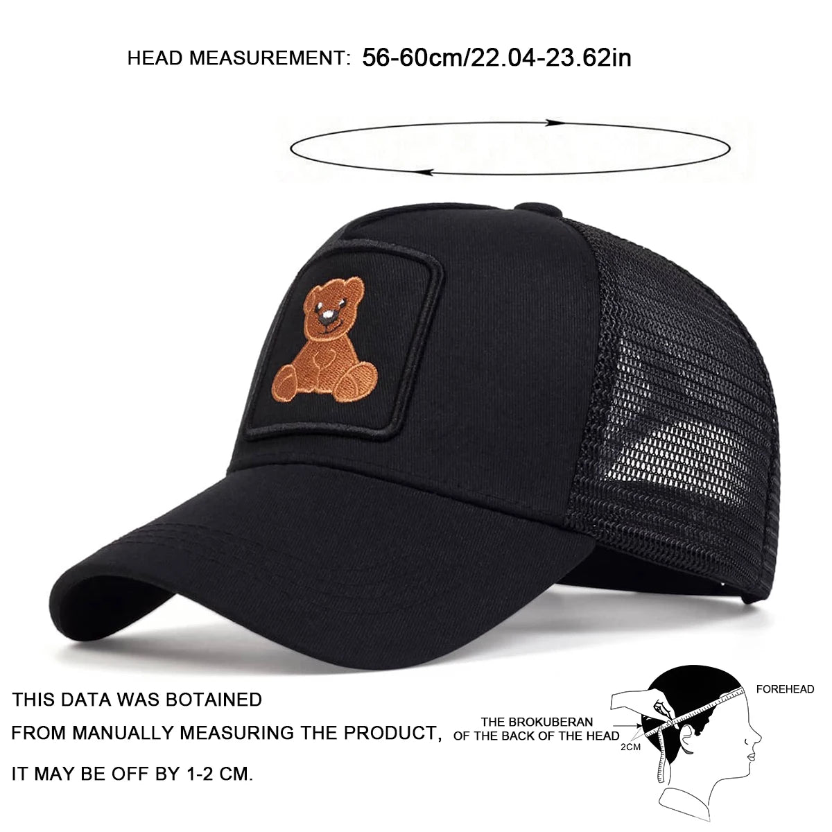 Unisex Little Bear Embroidery Baseball Net Caps Spring and Summer