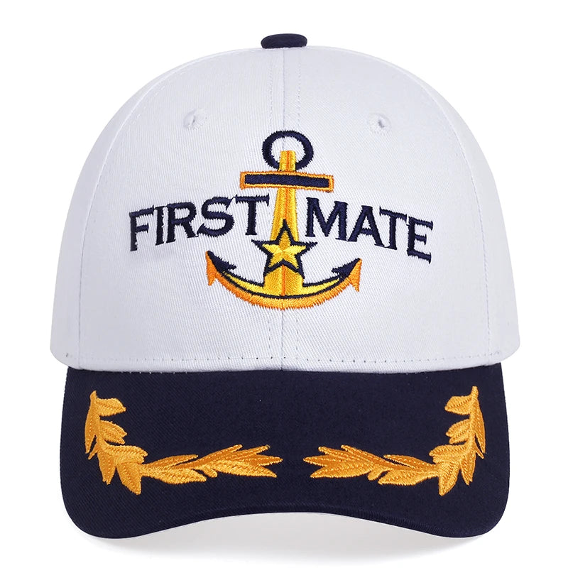 Fashion Baseball Caps Ship Spear Letters Embroidery White Turning Caps