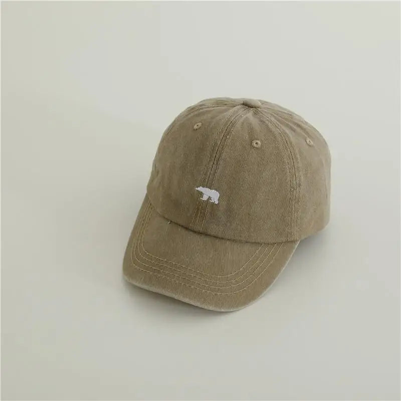 New Baby Embroidery Bear Denim Baseball Hats