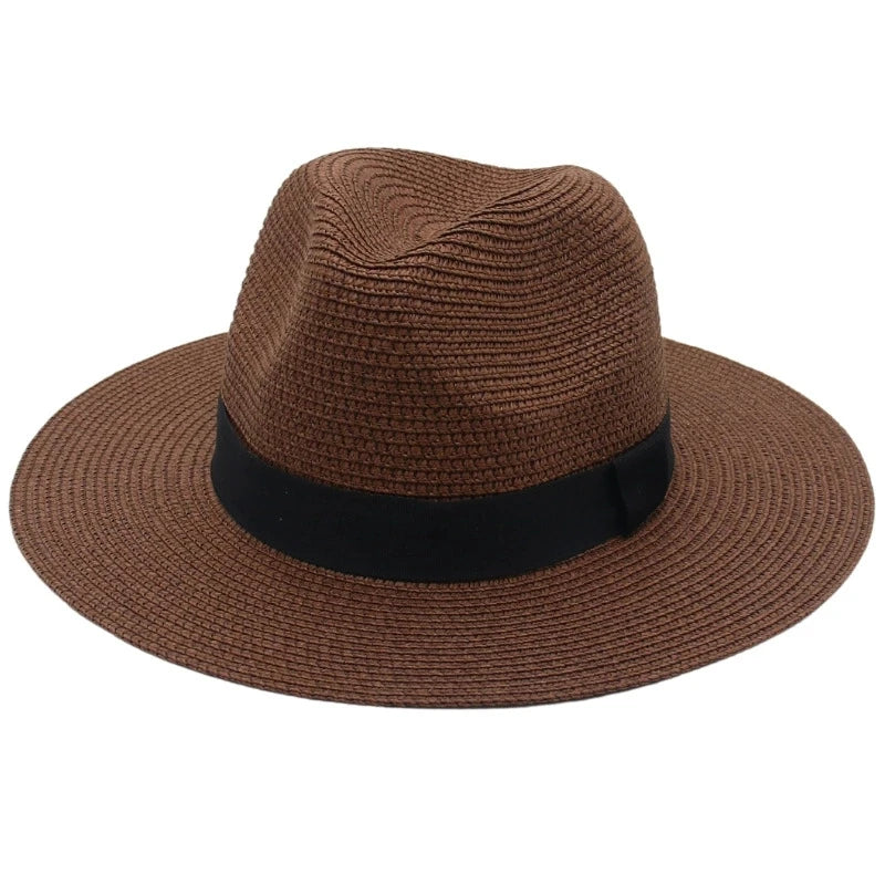 Spring And Summer Hot Selling Panama Straw Hat Square Black Ribbon Korean Style Hat
