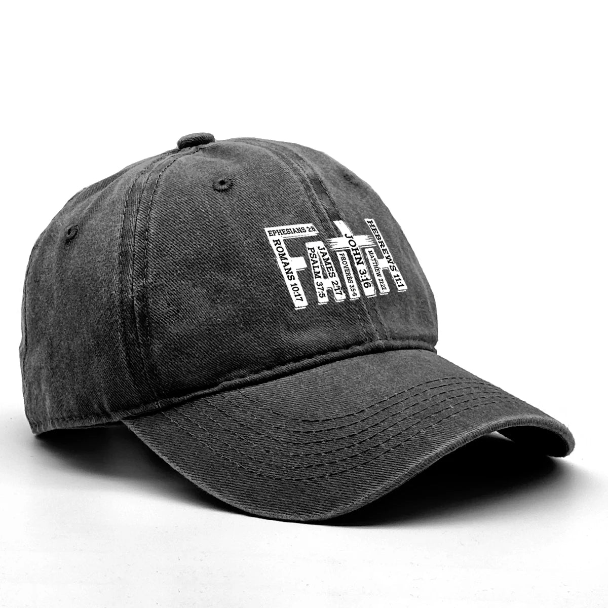Baseball Cap Black White Printed Adjustable Snapback Bible Cap