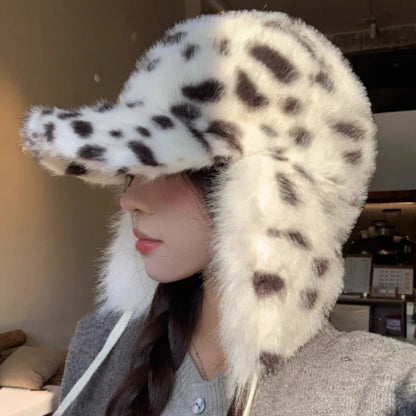 Korean Leopard Print Plush Hat