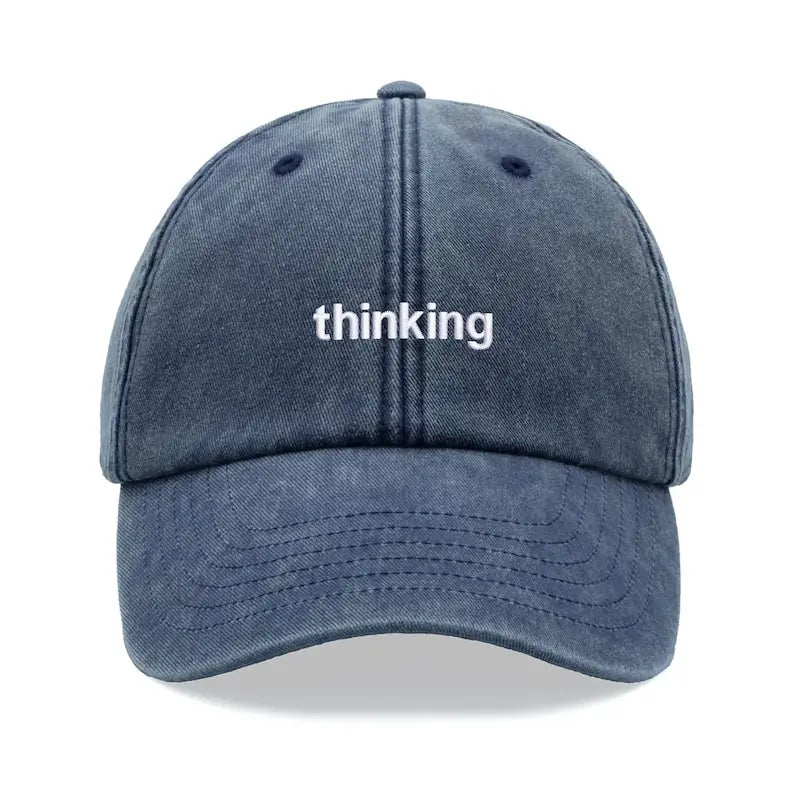 1pc "thinking" Baseball Cap Vintage Washed Unisex Dad Hat