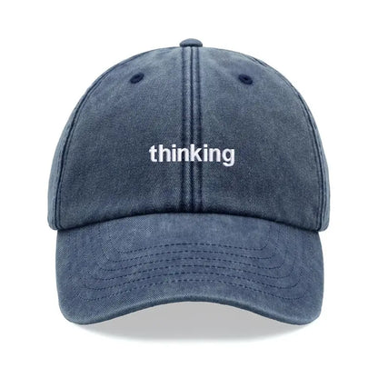 1pc "thinking" Baseball Cap Vintage Washed Unisex Dad Hat