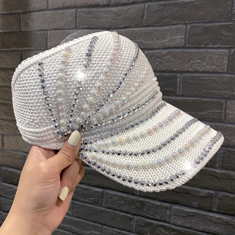 Shining Diamonds Pearls Sun Hats For Women