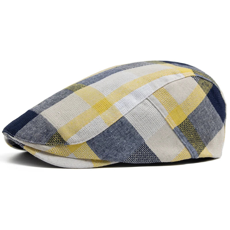 New Multicolor Plaid Beret Women Casual Sun Visor Flat Hat