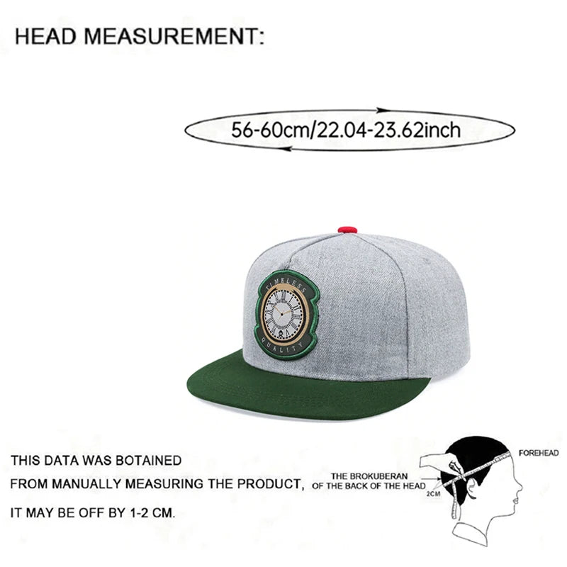 New Flat Edge Hat Watch Embroidered Street Hip Hop Hat Outdoor Sunshade Hat Daily Casual Hat Unisex