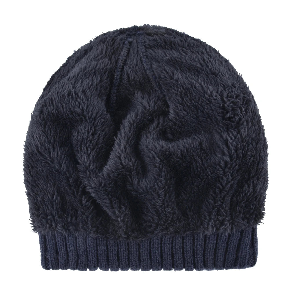 Winter Beanies Men Knitted Skull Pattern Solid Color Hat With Metal Skulls