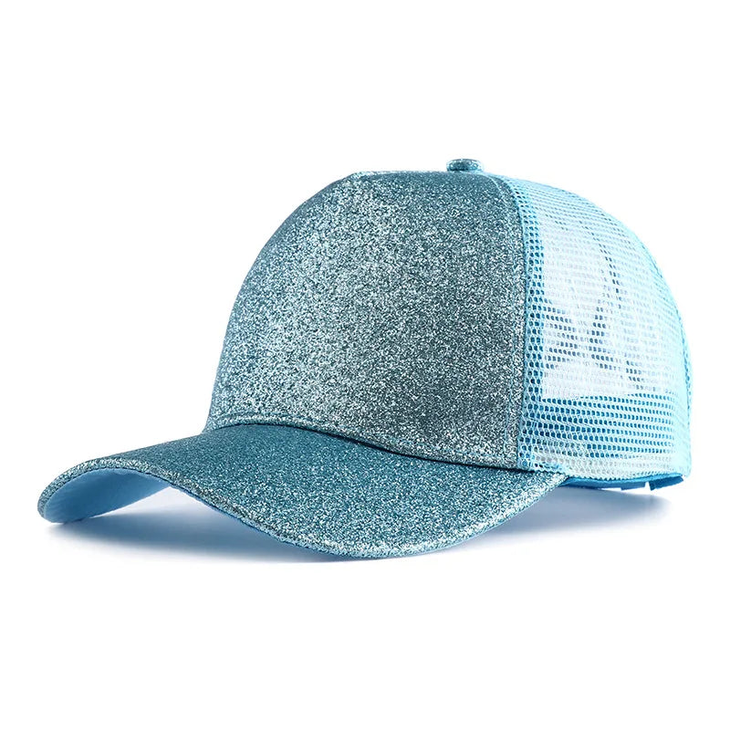 Summer Glitter High Ponytail Baseball Cap Female
