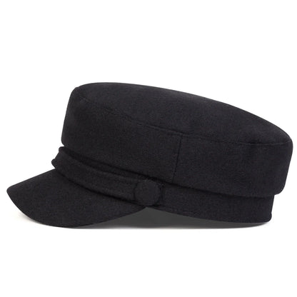 Unisex Solid Color Imitation Wool Military Hats